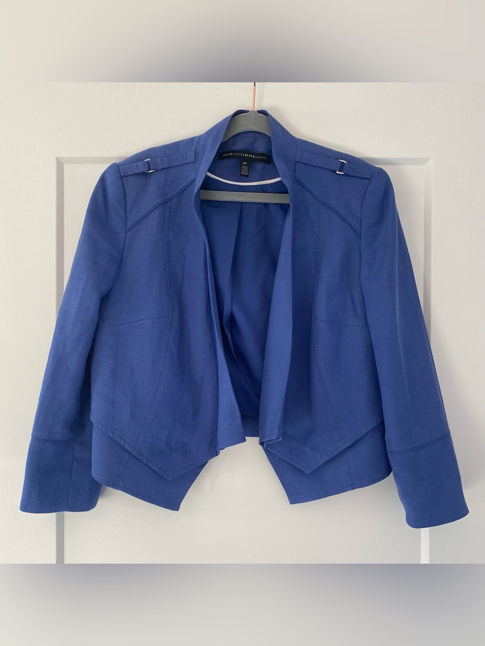 White House Black Market Cobalt Blue Draped Open Blazer